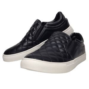 Steve Madden Ellen Quilted Black Vegan Leather Slip On Sneakers Size 8.5